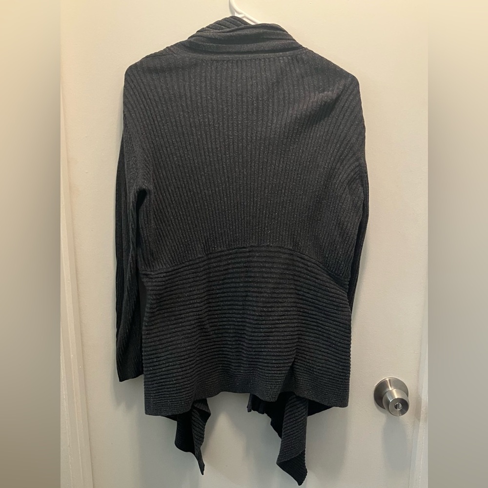 Charcoal Ribbed Cardigan - Picture 2 of 5